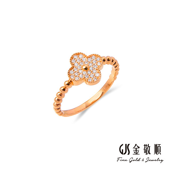 【珠寶】玫瑰金鑽石戒指  經典四葉草