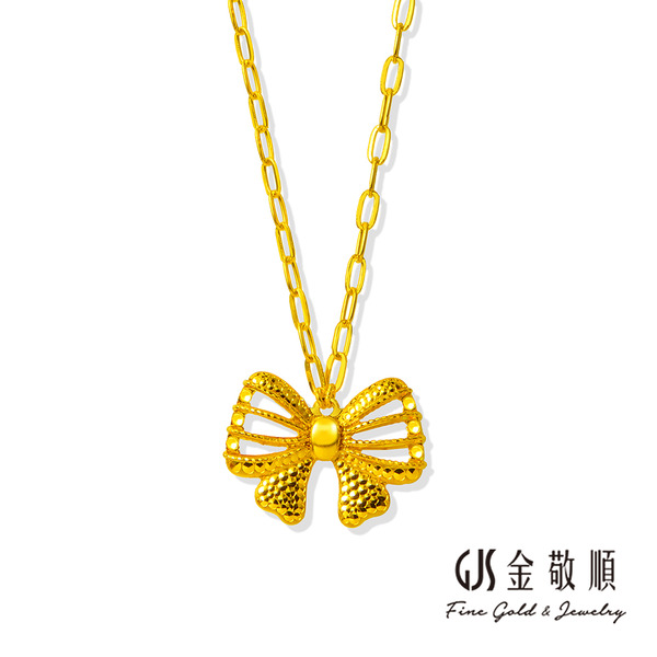 黃金項鍊【蝴蝶結】金重約1.43錢 黃金套鍊 香港5G硬金工藝  彩鐳工藝 GOID