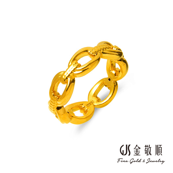黃金戒指【雙環結】金重約0.30錢 固定式戒圍 香港硬金工藝 GOLD