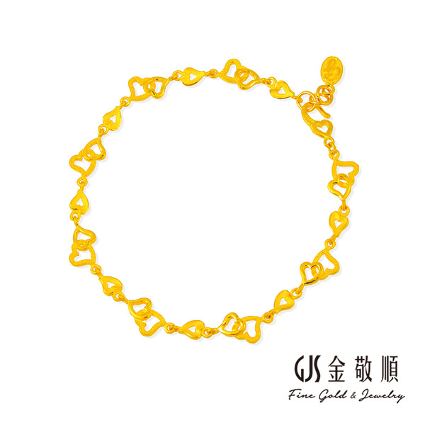 黃金手鍊【雙面愛心】金重約1.95錢  GOLD