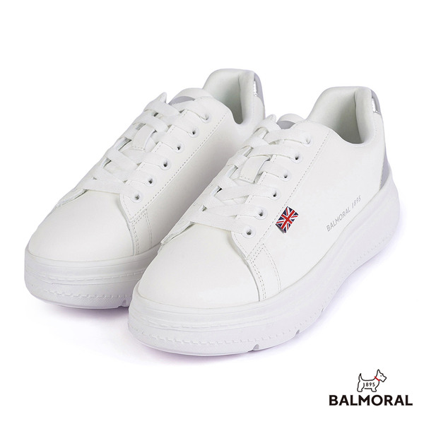 增高百搭輕量休閒鞋-白- BALMORAL 芭莫爾【輕量增高質感銀後跟】