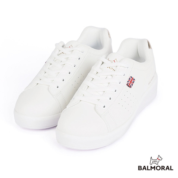 百搭輕量增高休閒鞋 -白- BALMORAL 芭莫爾【質感金後跟】