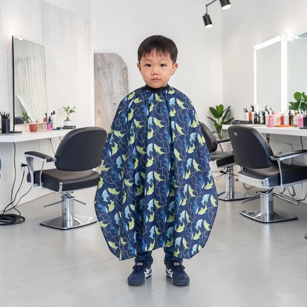 兒童剪髮圍巾(深藍鯊魚寶寶)