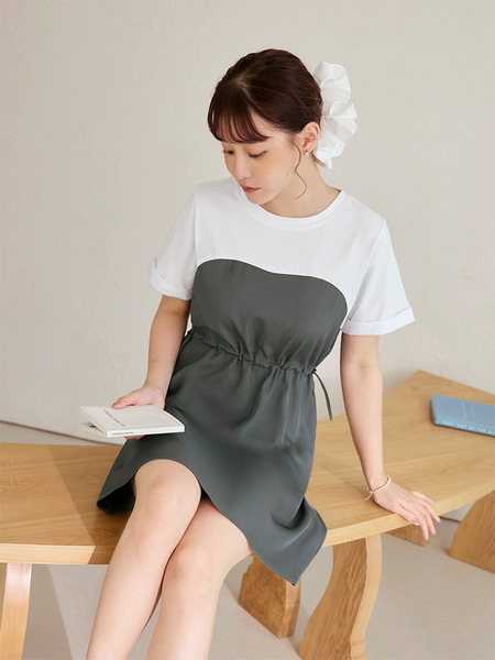 Two-Piece Drawstring Waist Dress