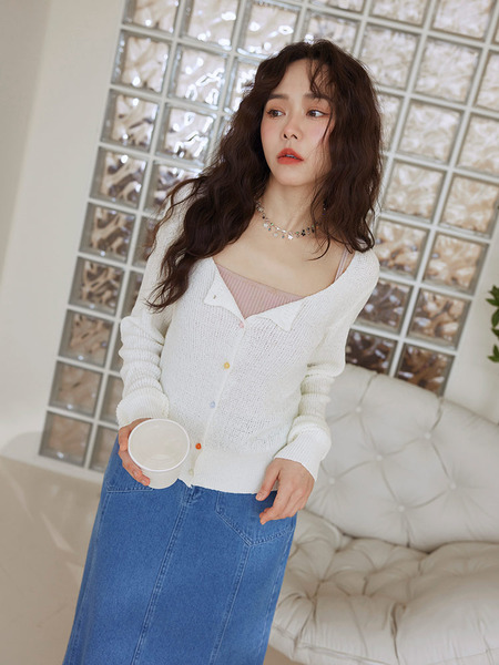 Soft Knit Cardigan with Colourful Buttons