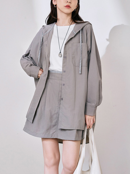 Air COOL UV IceFlow Hooded Plaid-Sleeve Sun Protection Jacket