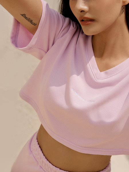 UV-Resistant Embroidered V-Neck Blouse