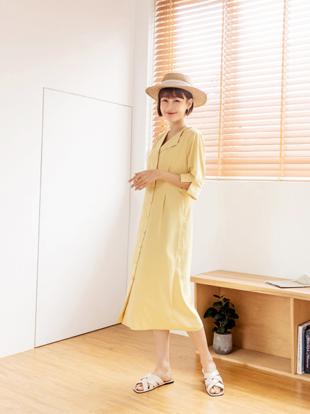 Smooth Button-Through Maxi Dress