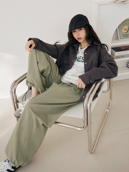 Colour-Block Adjustable Waist Trousers