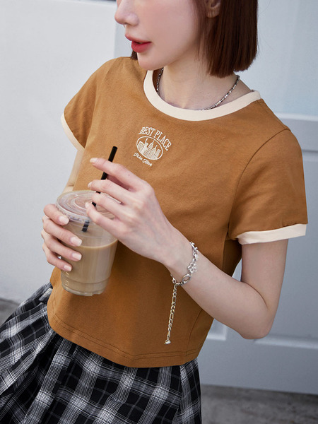 Embroidered Cropped Cotton Top