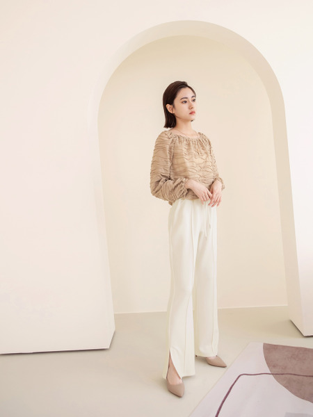 High-Waist Slit Trousers