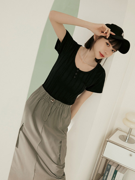 Textured Knit Button-Up Crop Top