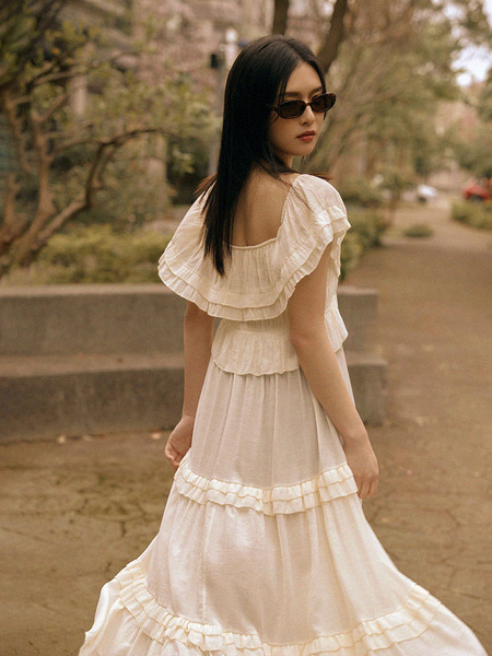 Ruffle-Trim Tie-Up Cover-Up