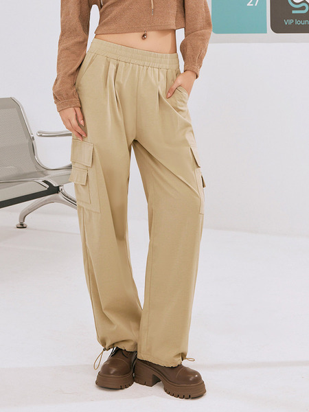 Elastic Waist Multi-Pocket Trousers