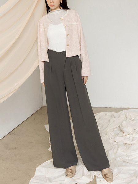 Wrinkle-Resistant Wide-Leg Trousers