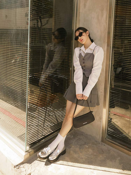 Pleated Workwear Mini Skirt