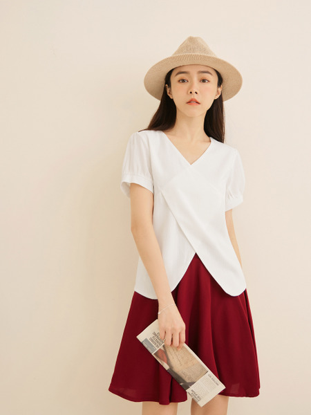 Soft V-Neck Cross-Front T-Shirt