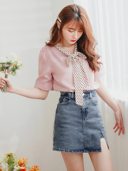 A-Line Slit Denim Skirt