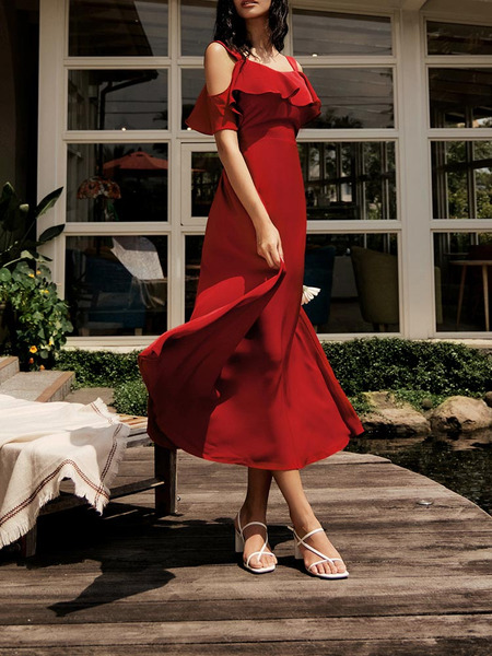 Open-Back Ruffle Maxi Dress