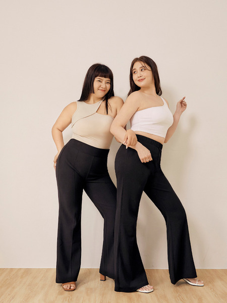 Cloud Flare Trousers with Elastic Waist