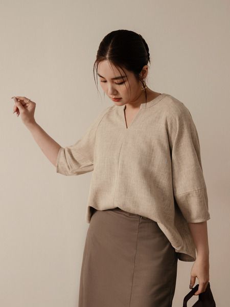 Cloud Weave V-Neck Top