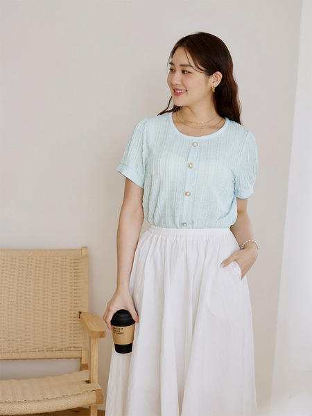 Textured Button-Up Cloud Top