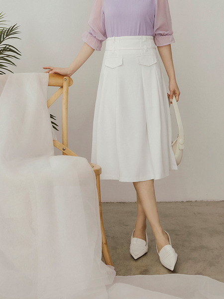 Pleated Midi Skirt with Tie Detail