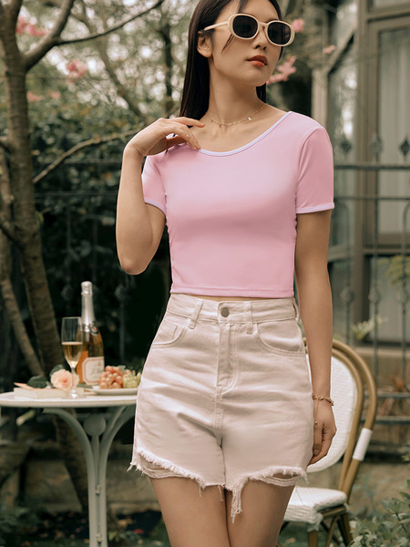 Cooling Contrast Trim Cropped Sports Top