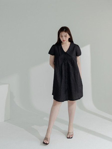 Cloud Collection Textured Puff Sleeve Dress