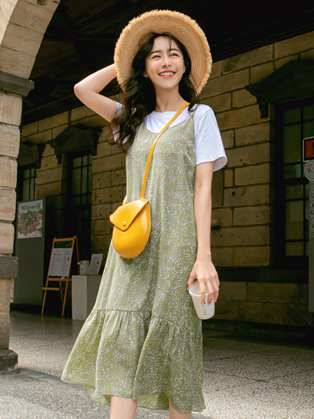 Printed Fishtail Midi Dress