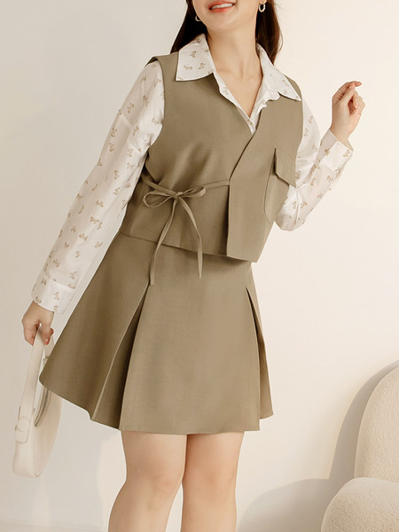 V-Neck Tie-Front Crop Vest (2XL~3XL)