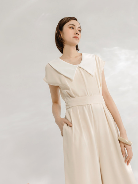 Cooling V-Neck Colourblock Jumpsuit (2XL~3XL)