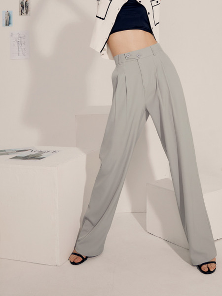 -5KG Asymmetrical Waist Wide Leg Trousers (2XL~4XL)
