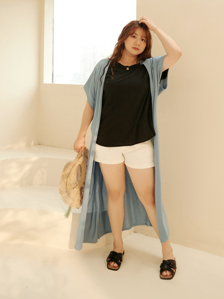 Longline Knit Cover-Up Cardigan (XL~2XL)