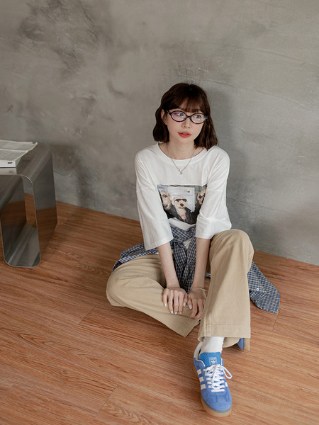 Cotton Cool Dog Print Top (F~3XL)