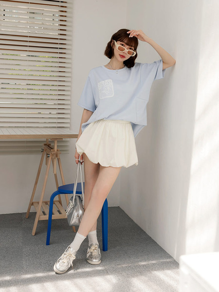 Lace Pocket Air Cotton Relaxed Top
