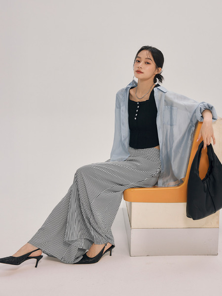 Striped Wide-Leg Trousers