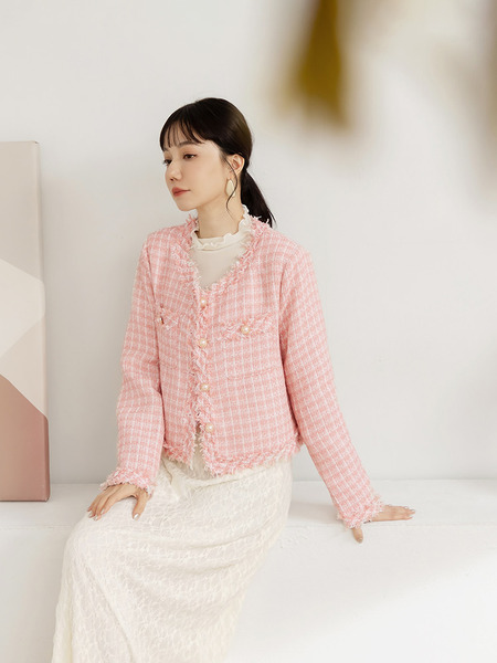 Textured Pearl Button Jacket (F~3XL)