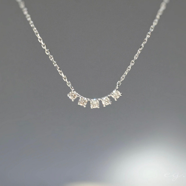 18K 白K金 微笑五鑽鑽石項鍊