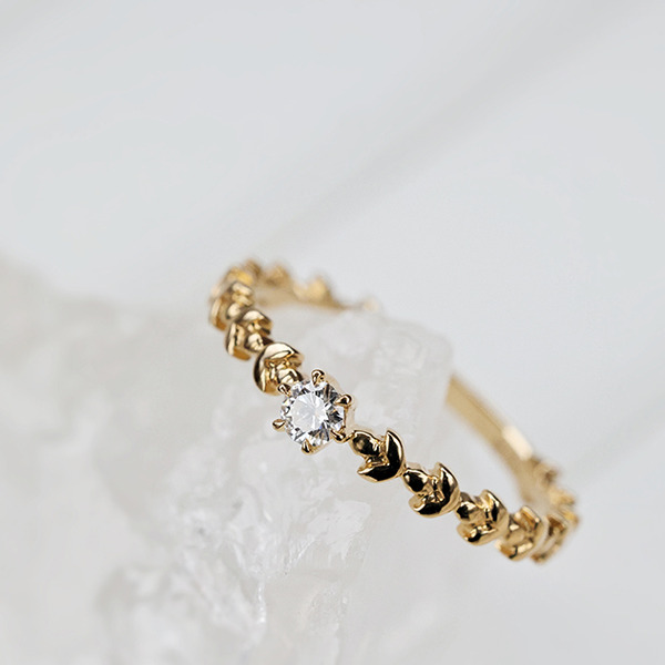 18K 黃Ｋ金 麥穗鑽戒