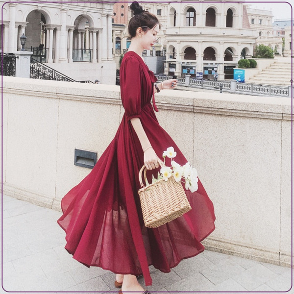 Te法式優雅綁帶顯瘦長洋裝2色 Ar A096 黑妞私藏n V Collection