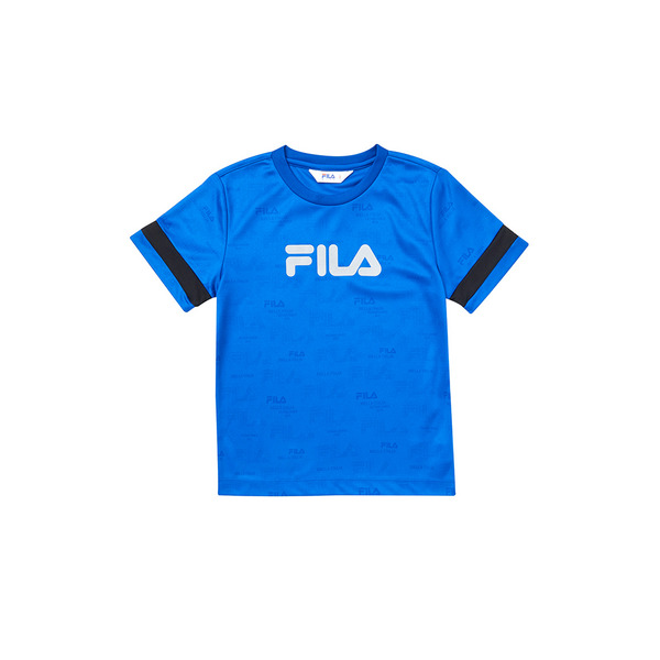 FILA KIDS 童吸濕排汗圓領短袖上衣-藍色 1TEY-4304-BU
