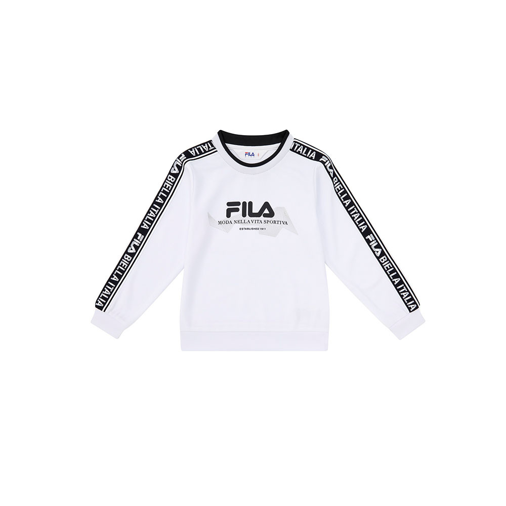 FILA KIDS 童吸濕排汗長袖上衣-白色1TEX-8301-WT FILA官方購物網站