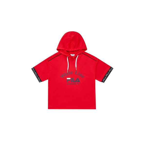 FILA KIDS 童吸濕排汗連帽T恤-紅色 1TEY-4414-RD