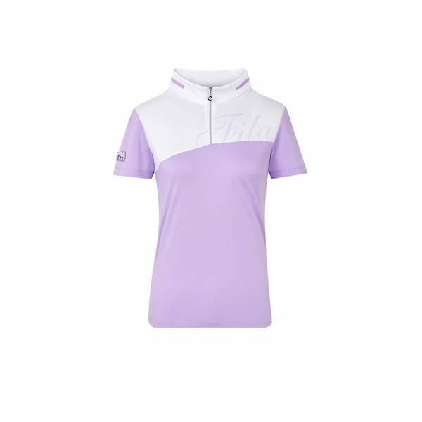 FILA GOLF 女吸濕排汗短袖半開襟T恤-粉紫 5TEY-2128-PL