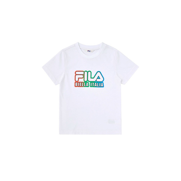 FILA KIDS 童短袖個性漸層T恤-白色 1TEX-8400-WT
