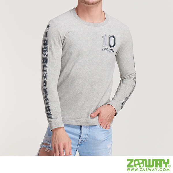 男性 ZABWAY T-Shirt 10款 長袖T恤 淺灰色
