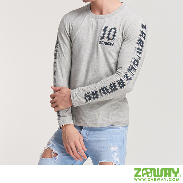 男性 ZABWAY T-Shirt 10款 長袖T恤 淺灰色