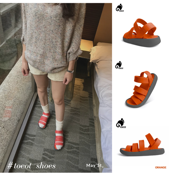 百變涼鞋 男女生款-橘