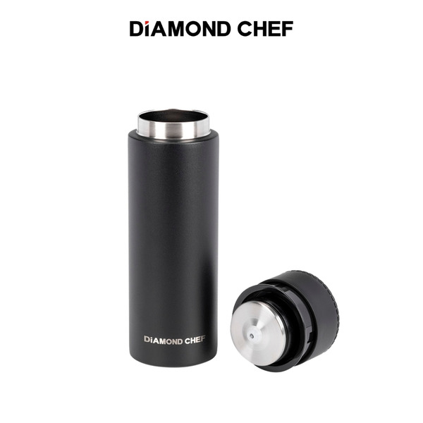 【DIAMOND CHEF】按壓式不鏽鋼保溫杯400ml (極致黑)